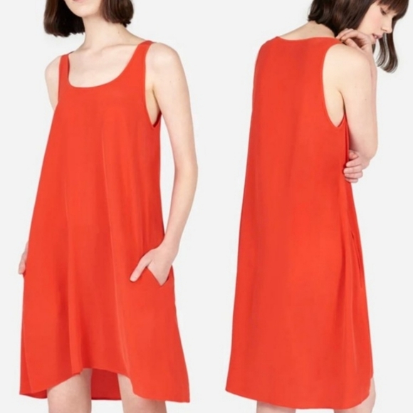 Everlane The Silk Dress Tank in Red Persimmon Summer Minimalist Size Small NWOT - Picture 1 of 12